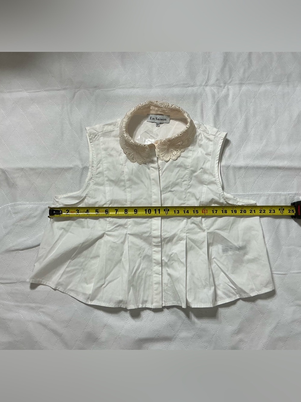 Anthropology En Saison Pleated Crochet Collar Top NWOT Large - Picture 12 of 15